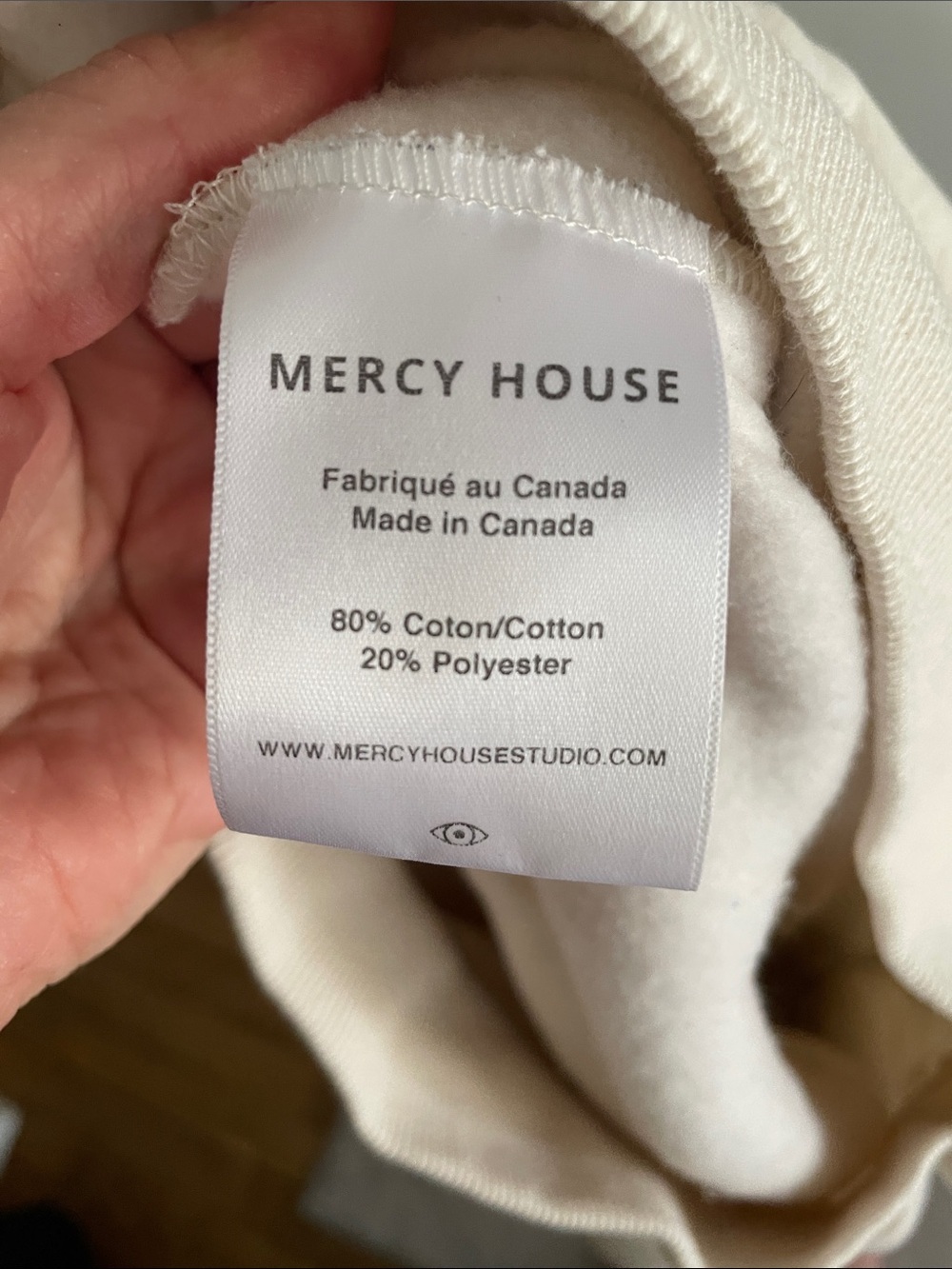 Mercy House Telfar Hoodie in Cream-Medium - Picture 7 of 11